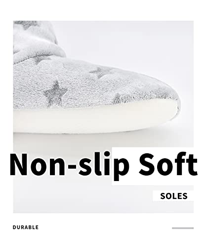DICUIRD Slipper Socks for Women,Fuzzy House Indoor Boots Slippers with Soft Soles,Warm Cozy Fluffy Sherpa Lined Booties Socks,Womens Winter Christmas Gifts(Star Grey,Size8-10) - Image 5