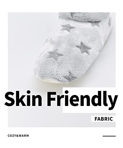 DICUIRD Slipper Socks for Women,Fuzzy House Indoor Boots Slippers with Soft Soles,Warm Cozy Fluffy Sherpa Lined Booties Socks,Womens Winter Christmas Gifts(Star Grey,Size8-10) - Image 4