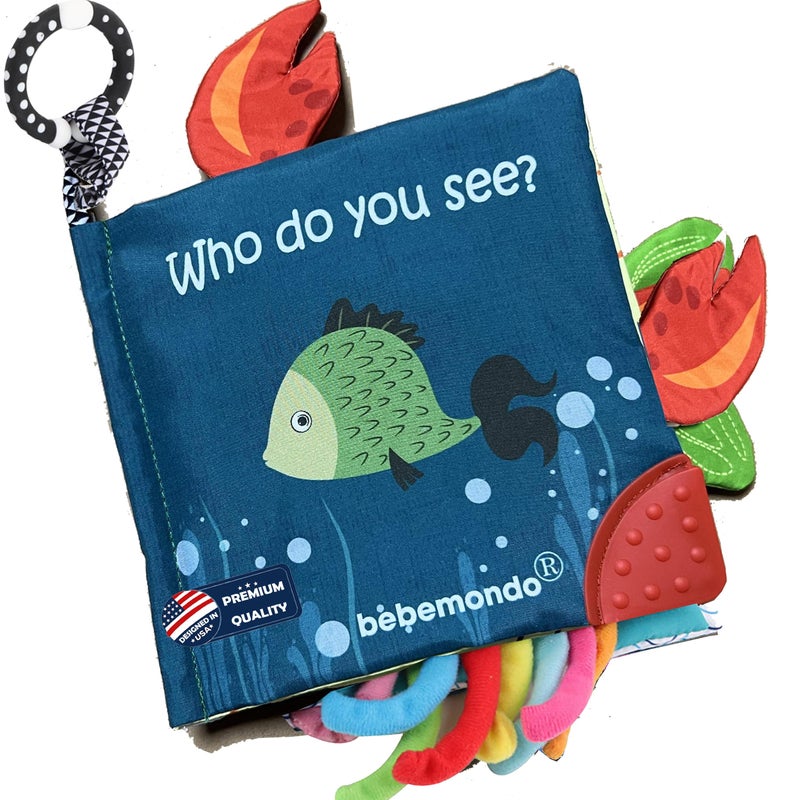 bebe mondo Fish Baby Book 06 MonthsTouch Feel Cloth Crinkle Books for BabiesInfant Baby Toys 612 MonthsLearning Education Soft Sensory Mirror ToyShower Gifts Easter for Boys GirlsTeether