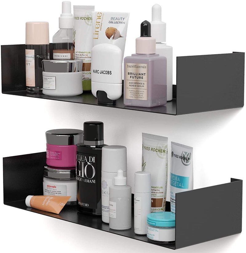 Snazzy Floating Wall Mount Wall Shelve Wall Shelf Metal U Shape Book Shelf CD DVD Storage Display Bookcase Black Set of 2 - Image 4