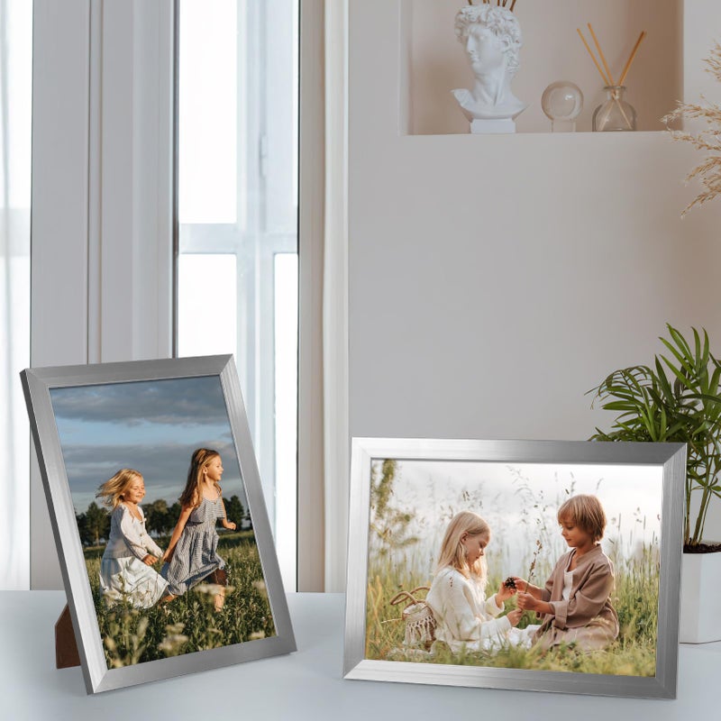 Hoikwo 18 Packs 5x7 Silver Multi Picture Frames Set for Family Photos  Artwork  Light Weight Bulk 5 by 7 Frames Pack for Wall Hanging and Table  Stylish Picture Frames - Image 5