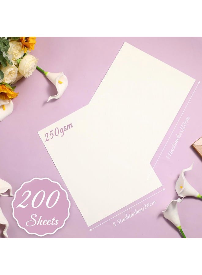 Geosar 200 Sheets Linen Cardstock Paper 8.5 x 11 Invitation Card Stock Paper Heavy Weight 92lb 250GSM Cardstock Printer Paper for Printer Index Cards Cover Postcards Blank Flash Note Greeting (Cream) - Image 2
