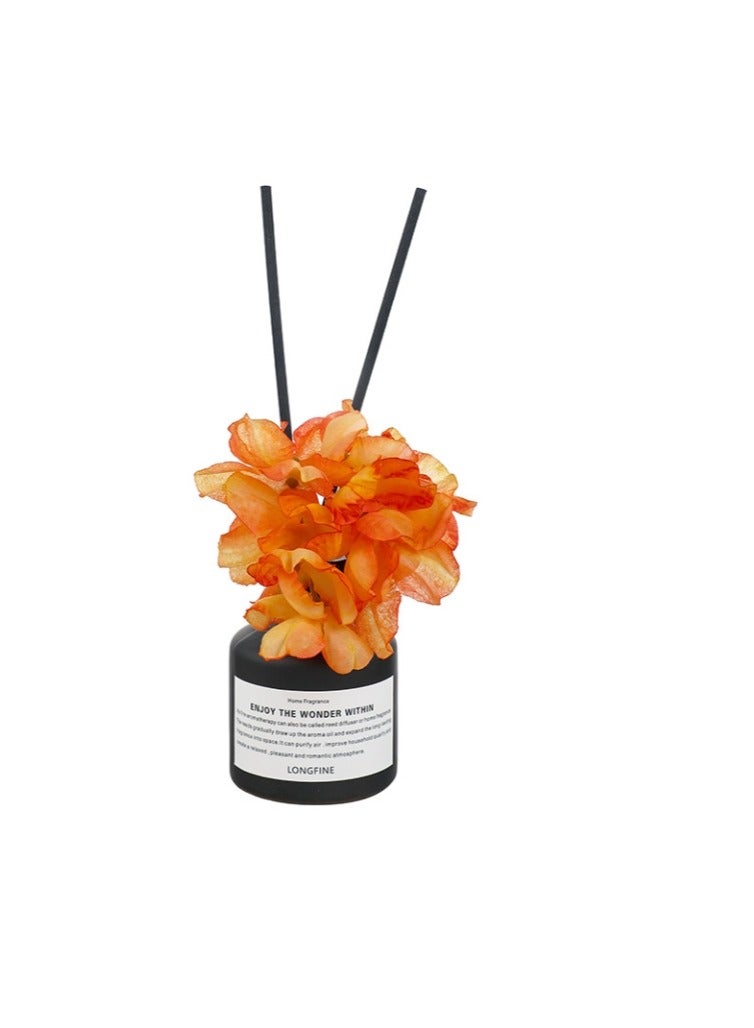 LONGFINE Orange Shangri-La  Scented 50ml Flower Reed Diffuser Set Scent Diffuser With Sticks Home Fragrance Flower Diffuser For Home Office Bathroom Shelf 
