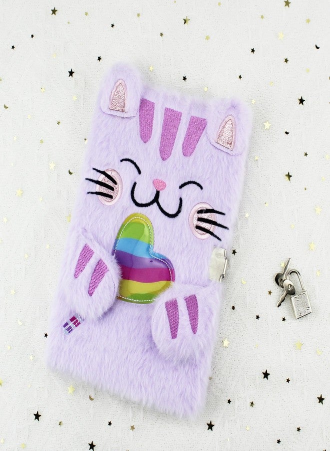 YankMooM Fuzzy Cat Notebook Cat Diary for Girls Journal for Kids Diary with Lock, Secret Kids Journal Hardcover Fluffy Secret Diary Tie-Dye Notebook Gift for Writing and Drawing - Image 4