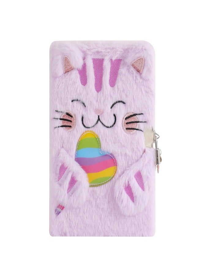 YankMooM Fuzzy Cat Notebook Cat Diary for Girls Journal for Kids Diary with Lock, Secret Kids Journal Hardcover Fluffy Secret Diary Tie-Dye Notebook Gift for Writing and Drawing - Image 1