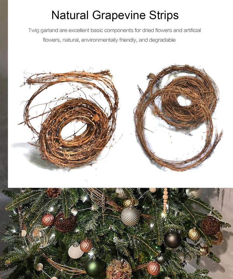 Kidlearn 3 Pack 15 Feet DIY Crafts Natural Grapevine Twig Vine Garland Wreaths for Wedding House Holiday Door Wall Decor - Image 3
