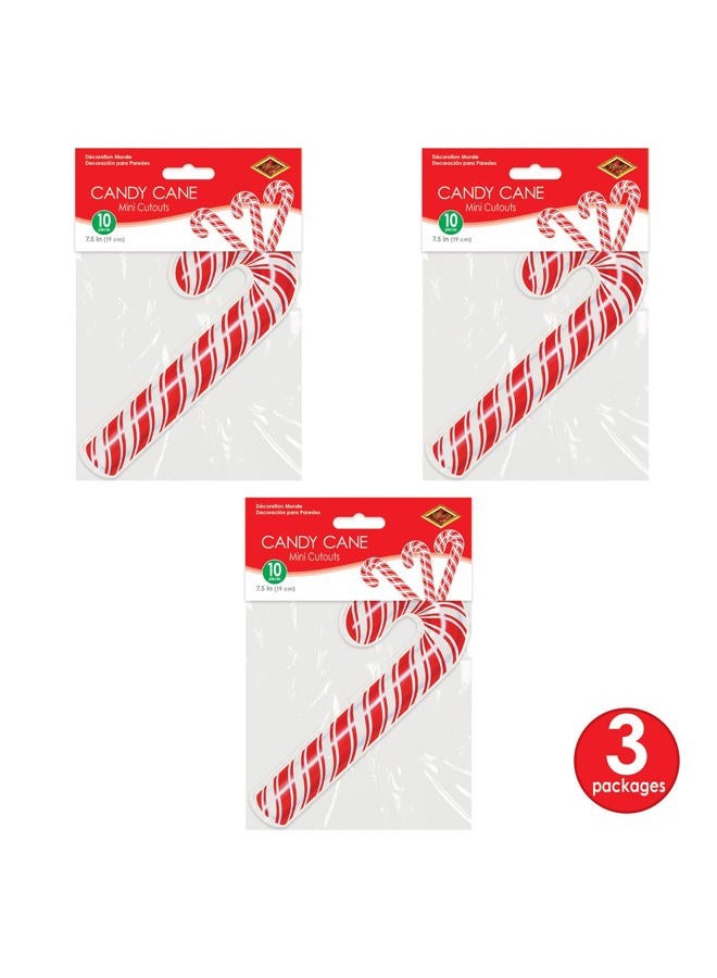 Beistle Mini Candy Cane Cutouts 7.5" (Red/White), Pack of 30 - Image 3