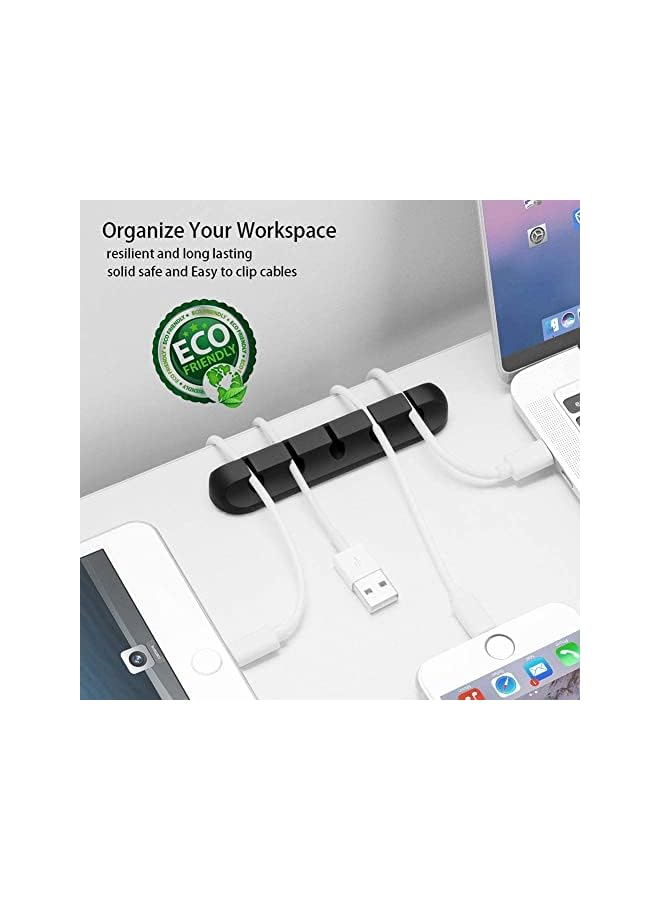 Green Tiger Cable Organizer Clips Cord Holder - 5 Packs Self Adhesive Cable Management for USB Cable/Power Cord/Wire, Car and Desk, Home and Office (7-5-3-1-1 Slots) Black Cable Holder - Image 2