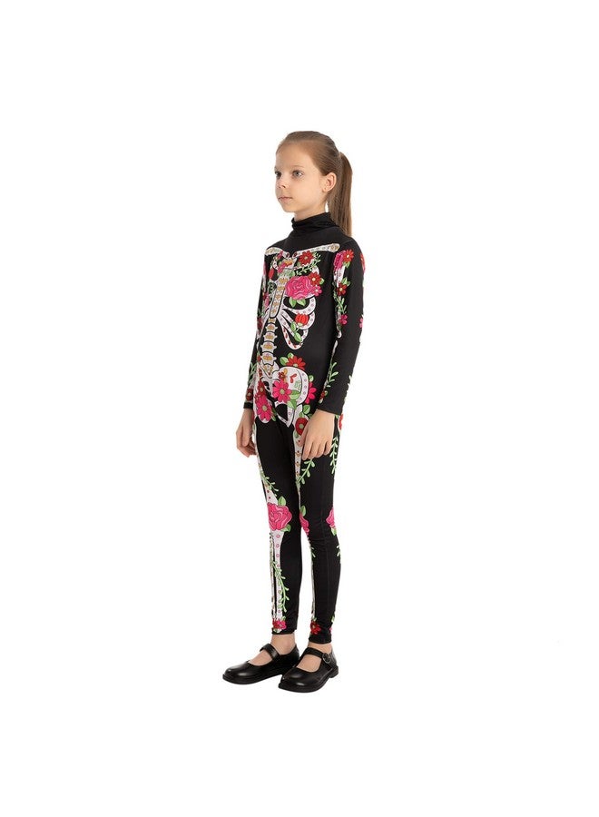 Spooktacular Creations Girls Skeleton Floral Halloween Costume Jumpsuit For Kids Halloween Dress Up-Xl(12-14Yr) - Image 4