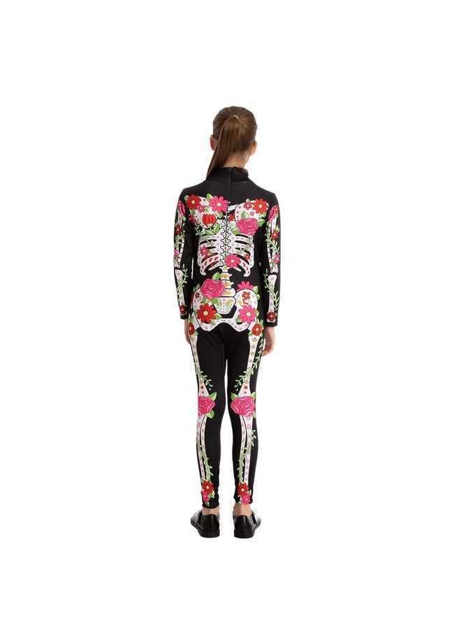 Spooktacular Creations Girls Skeleton Floral Halloween Costume Jumpsuit For Kids Halloween Dress Up-Xl(12-14Yr) - Image 5