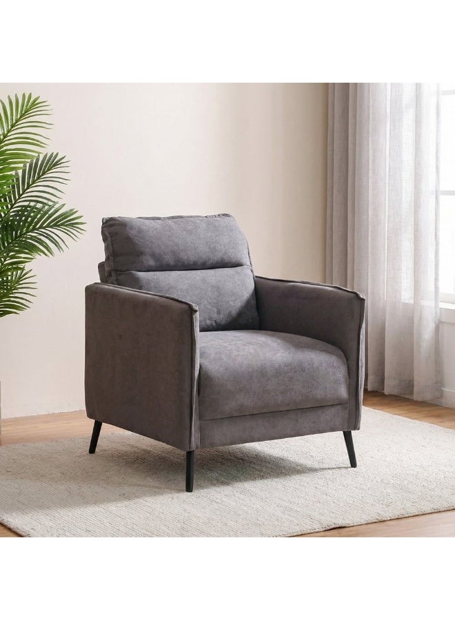 Aisha 1 Seater Fabric Sofa | Armchair | Modern Design Single Seater Accent Chair | Comfortable Living Room Furniture L84xW80xH93cm - Grey