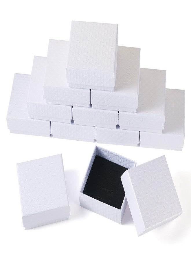 Craftdady 12 Pack White Jewelry Boxes, Rhombus Textured Small Square Jewelry Present Boxes with Lids Necklace Pendant Ring Earring Packing Boxes for Festival Birthday Present Jewelry Display - Image 1