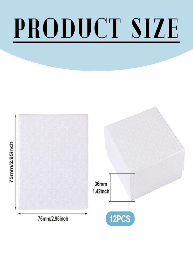 Craftdady 12 Pack White Jewelry Boxes, Rhombus Textured Small Square Jewelry Present Boxes with Lids Necklace Pendant Ring Earring Packing Boxes for Festival Birthday Present Jewelry Display - Image 3