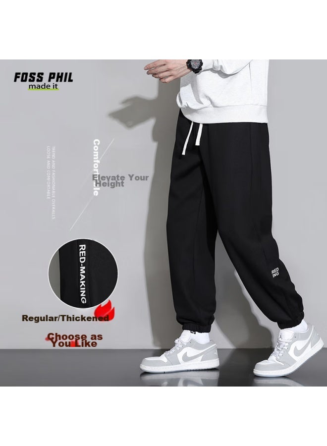 Foss Phil بنطال رجالي كاجوال، بنطال رياضي فضفاض للربيع والصيف، بنطال مستقيم الساق، ملابس رجالية، K05 أسود، مقاس L - Image 1