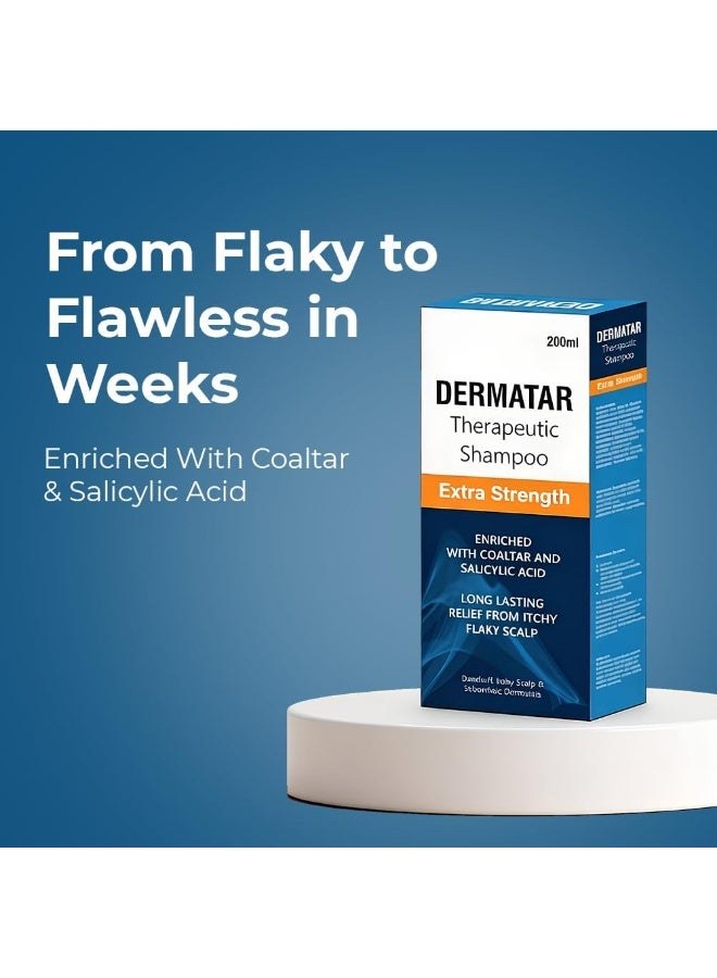Dermatar Therapeutic Hair Shampoo Pack of 2 (200ml x 2) – Coal Tar & Salicylic Acid Scalp Treatment for Stubborn Dandruff, Itchy Scalp, and Flaking Relief - Image 3