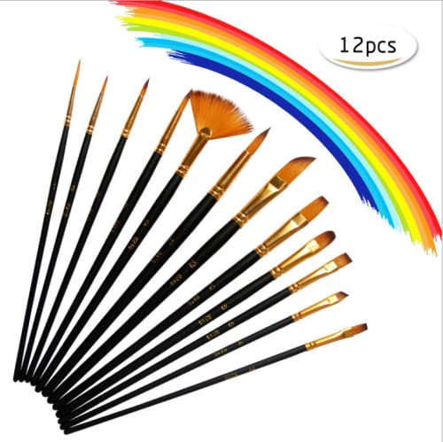Universal Hub 12 Pieces Nylon Hair Professional Brush Painting Water Color Paint Brush Set - Image 2