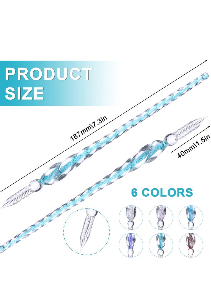 KASTWAVE Glass Dip Pens, 6 Handmade High Boron Glass Signature Pens Creative Inner Thread Elegant Crystal Signature Pens for Writing Drawing Decoration Business Gifts (6 Colors)  - Image 5