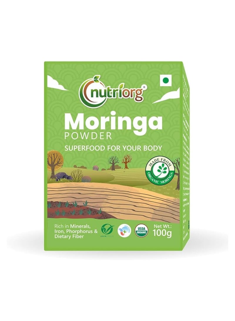 nutriorg Nutriorg Organic Premium Moringa Leaves Powder | Moringa Oleifera | (100 Gm) | Great in Drinks and Smoothies | Supports Weight Loss - Image 1