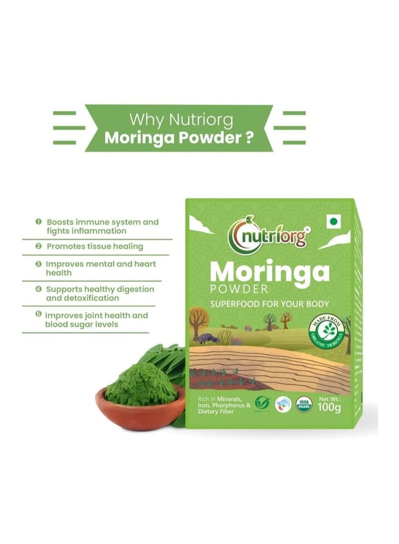 nutriorg Nutriorg Organic Premium Moringa Leaves Powder | Moringa Oleifera | (100 Gm) | Great in Drinks and Smoothies | Supports Weight Loss - Image 2