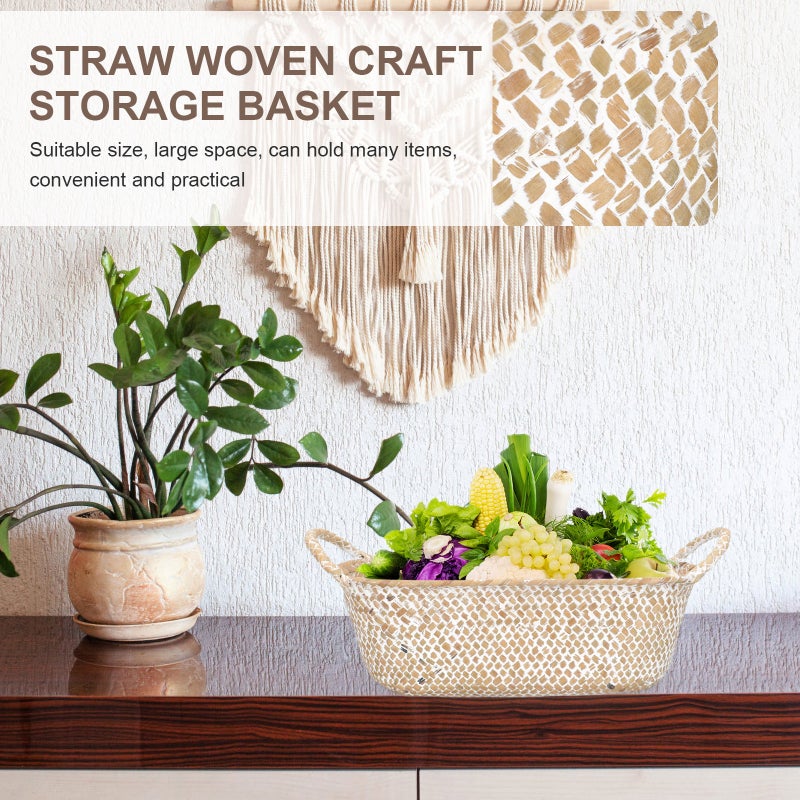 Weaving Basket Large Capacity Decorative Desktop Basket Sundries Container - Image 5