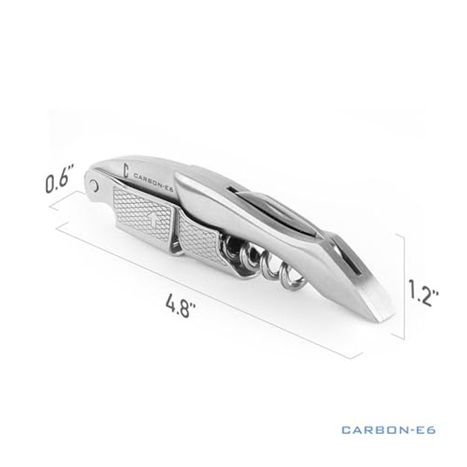 CARBON-E6 Professional Waiter's Corkscrew Wine Bottle Opener (The ultimate wine key for bartenders, servers, sommeliers, connoisseurs, enologists, and all wine enthusiasts) - Image 3
