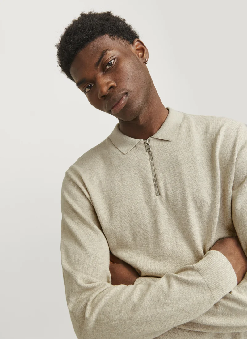 JACK & JONES  Knitted Half Zip Up Sweater for Men | Best Price UAE