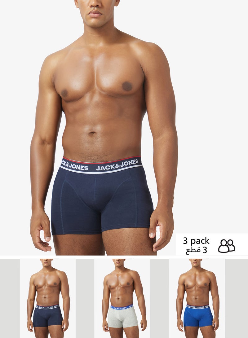 JACK & JONES 3 Pack Logo Band Trunks - Image 1