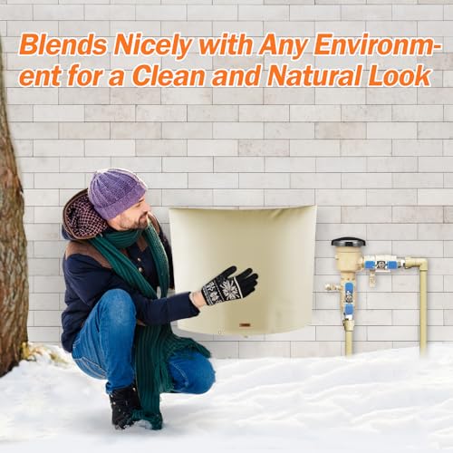 TOHONFOO Backflow Preventer Pipe Insulation Cover (5°F) - Irrigation Sprinkler Valve Insulated Pouch - Water Well Pump Cover - Sturdy 5 Layers for Winter Freeze Protection, 40" W x 36" H, Beige - Image 4