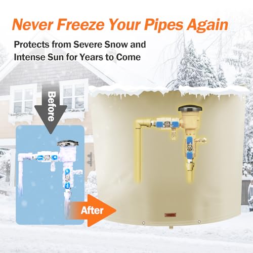 TOHONFOO Backflow Preventer Pipe Insulation Cover (5°F) - Irrigation Sprinkler Valve Insulated Pouch - Water Well Pump Cover - Sturdy 5 Layers for Winter Freeze Protection, 40" W x 36" H, Beige - Image 3
