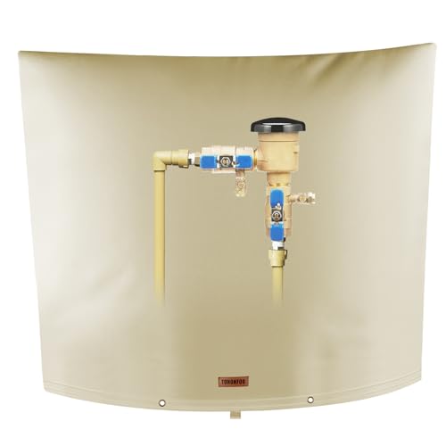 TOHONFOO Backflow Preventer Pipe Insulation Cover (5°F) - Irrigation Sprinkler Valve Insulated Pouch - Water Well Pump Cover - Sturdy 5 Layers for Winter Freeze Protection, 40" W x 36" H, Beige - Image 1