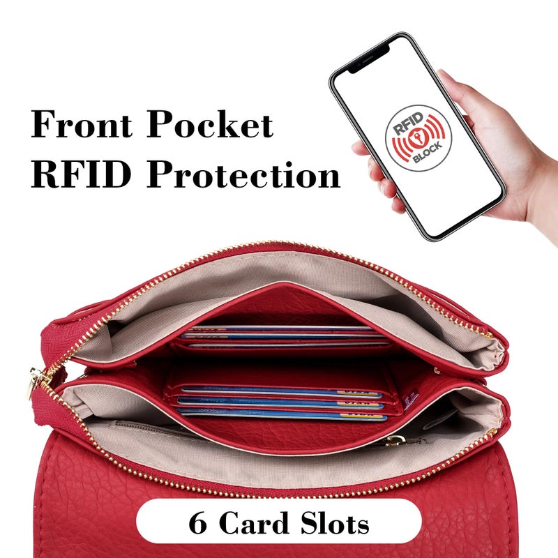 MINICAT Small Crossbody Purse Built in Wallet Crossbody Bags Pocketbooks for Women(Red,Small) - Image 4