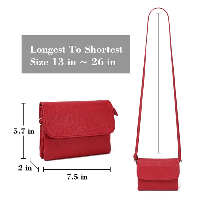 MINICAT Small Crossbody Purse Built in Wallet Crossbody Bags Pocketbooks for Women(Red,Small) - Image 3