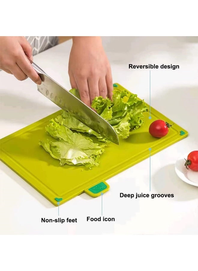Biella Cutting Board Set - Chopping Board With Color Coded Food Icon For Meat Vegetable Fruit Fish (Multi Color, Set Of 1)  - Image 4
