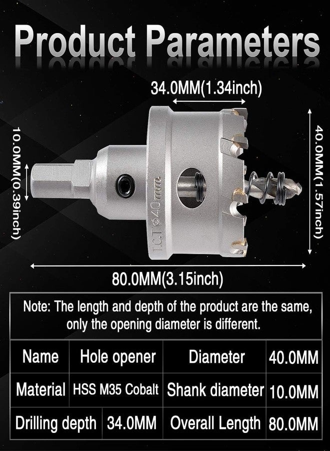 UPTODATETOOLS 40mm TCT Hole Saw Tungsten Carbide Tipped Teeth Hole Cutter, TCT Drill Bit Hole Saw Set for Stainless Steel, Sheet, Metal - Image 3