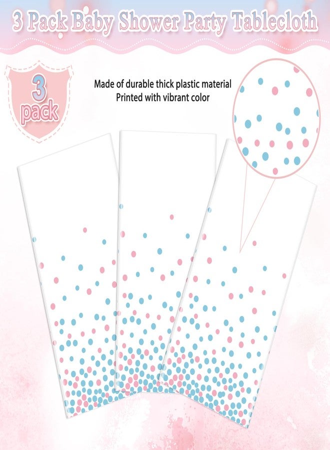 FunnyPars 3Pack White and Pink Blue Plastic Tablecloth, White Disposable Table Cloth for Rectangle Tables, Pink Blue Stamping Dot White Tablecloth for Gender Reveal Baby Shower Birthday Party Supplies, 54"x108" - Image 4