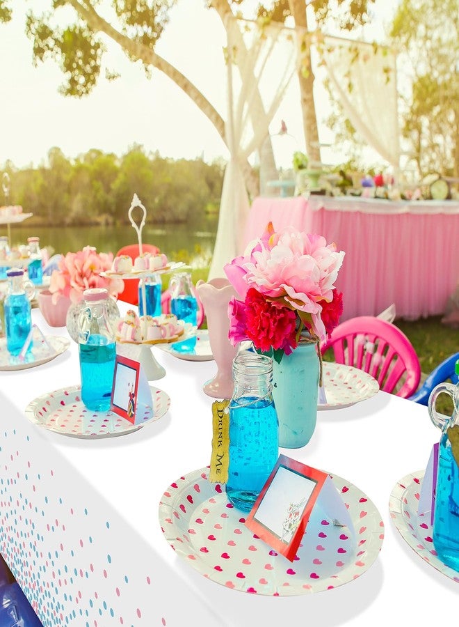 FunnyPars 3Pack White and Pink Blue Plastic Tablecloth, White Disposable Table Cloth for Rectangle Tables, Pink Blue Stamping Dot White Tablecloth for Gender Reveal Baby Shower Birthday Party Supplies, 54"x108" - Image 5