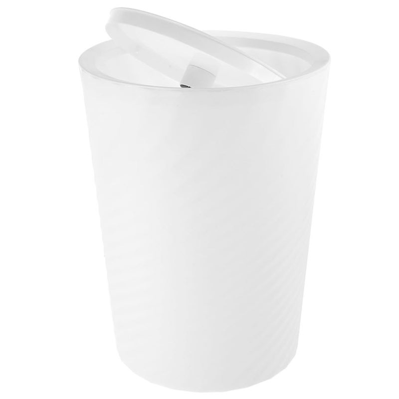 12 Liter White Plastic Swing Lid Trash Can For Bathroom Office Bedroom Living Room - Image 2