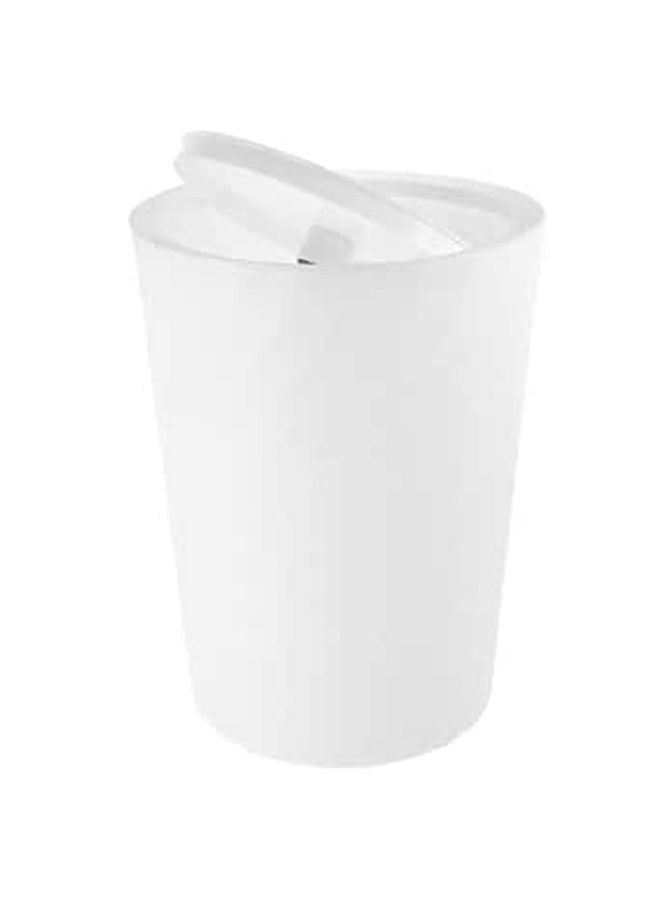 12 Liter White Plastic Swing Lid Trash Can For Bathroom Office Bedroom Living Room - Image 1