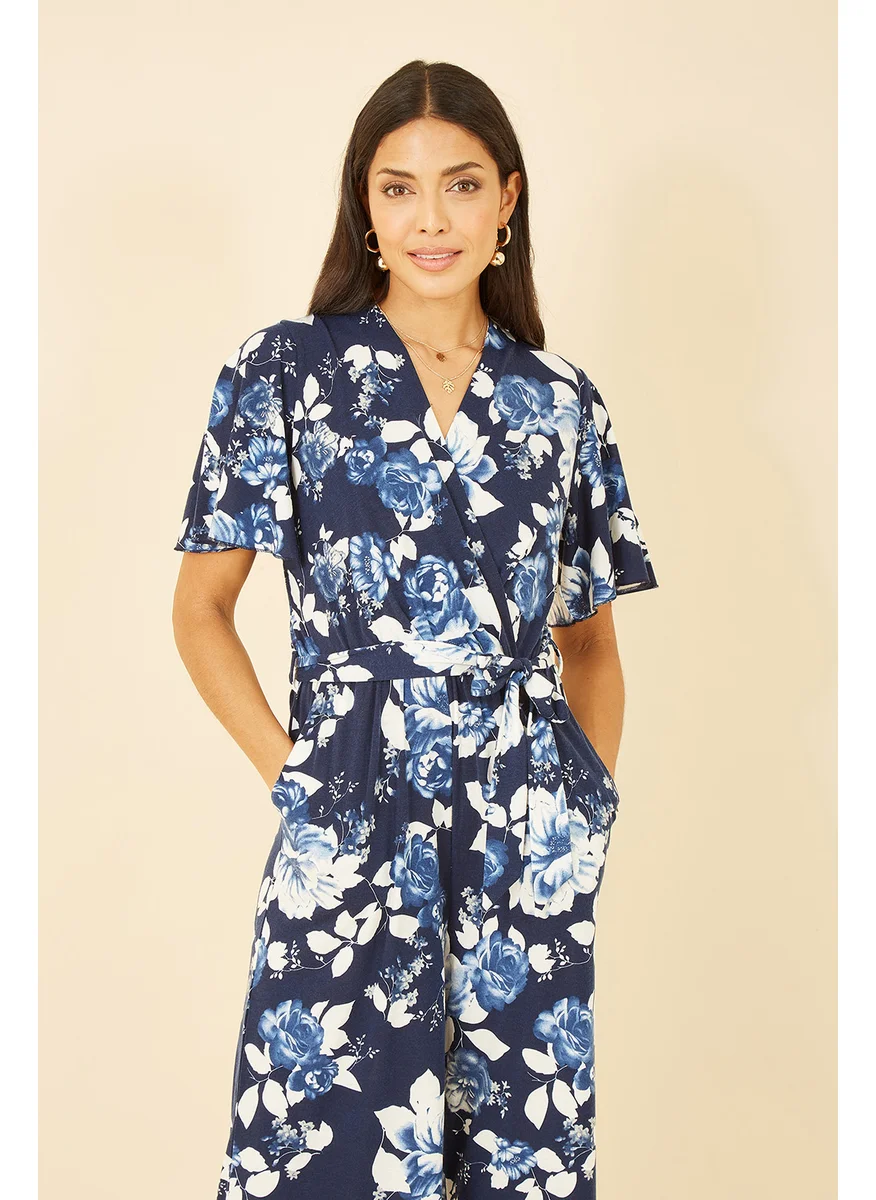 ميلا لندن Rose Print Jumpsuit With Angel Sleeves