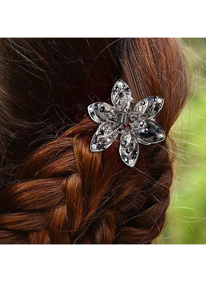 Teensery 2 Pcs Mini Metal Rhinestone Hair Claw Clips Vintage Crystal Hair Jaw Clamps Non Slip Hair Barrette Hair Grip Hair Accessories For Women And Girls - Image 4
