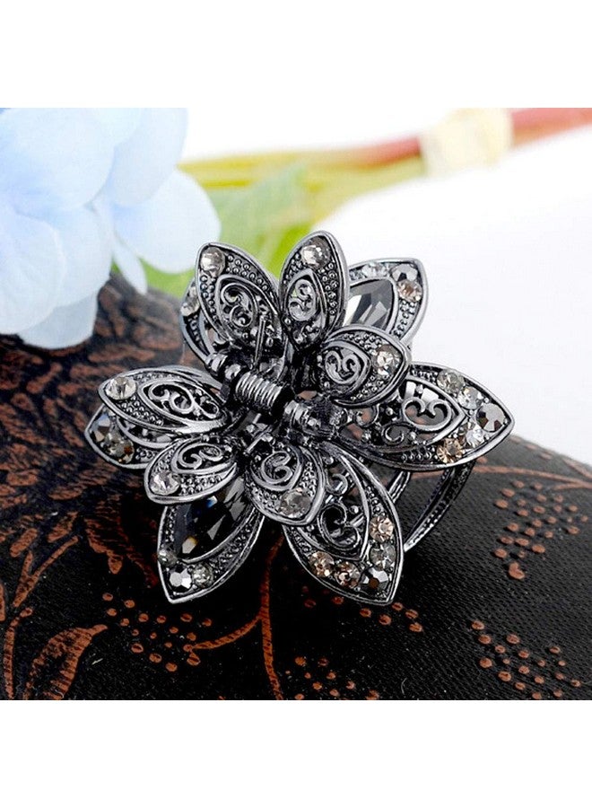 Teensery 2 Pcs Mini Metal Rhinestone Hair Claw Clips Vintage Crystal Hair Jaw Clamps Non Slip Hair Barrette Hair Grip Hair Accessories For Women And Girls - Image 3
