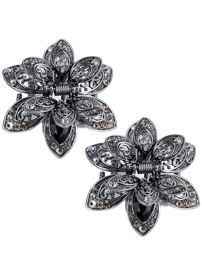 Teensery 2 Pcs Mini Metal Rhinestone Hair Claw Clips Vintage Crystal Hair Jaw Clamps Non Slip Hair Barrette Hair Grip Hair Accessories For Women And Girls - Image 2