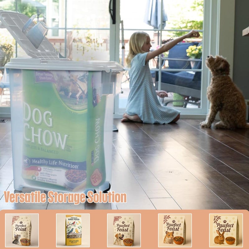 Buddeez Airtight Pet Food Storage Container - 50 QT/50 LB Capacity Dog Food Storage Container, Cat Food Container, Bird Seed Storage Container, Rolling Storage Bin, Air Tight with Handle & Scoop - Image 2