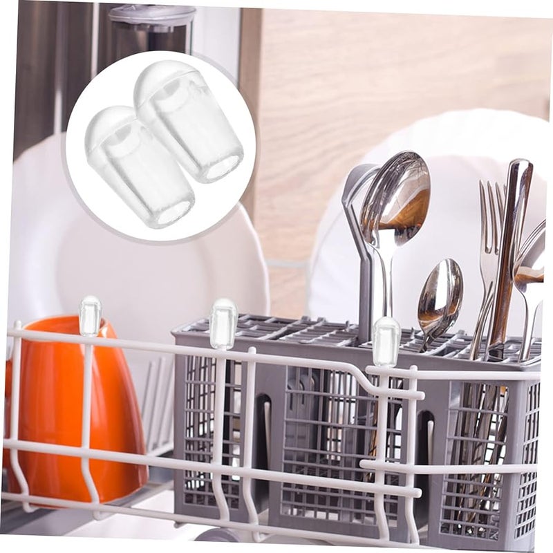 Transparent Round Dishwasher Rack Caps 200pcs Prevent Scratches Easy Install - Image 5