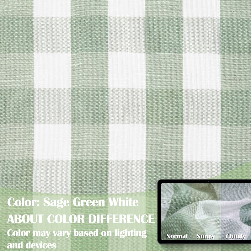 Bapawfish Sage Green Buffalo Plaid Semi Sheer Curtains 84 Inches Long,Buffalo Check Cottage Drapes for Bedroom Living Room Nursery,Farmhouse Checkered Window Treatment,Rod Pocket,40"Wx84"L(Pack of 2) - Image 4