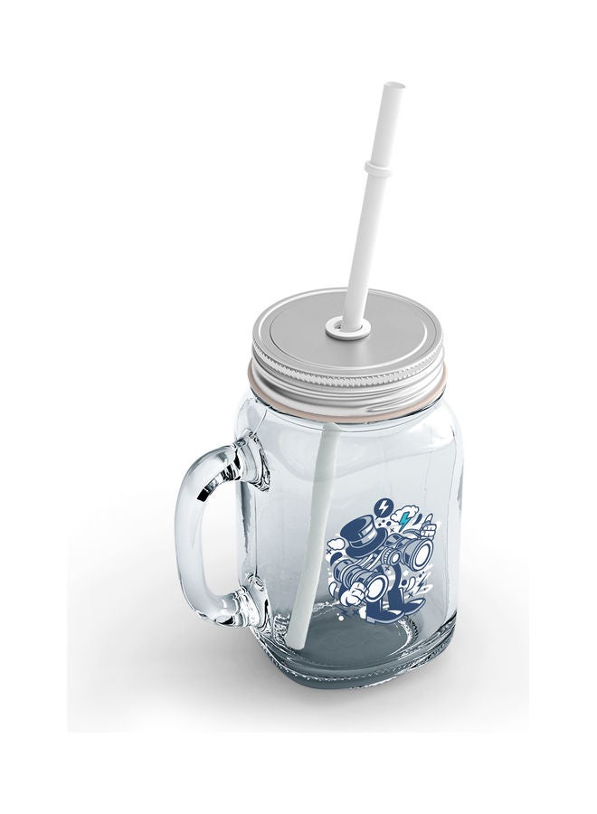 Cute Binoculars Glass Jar With Straw Multicolour - Image 2