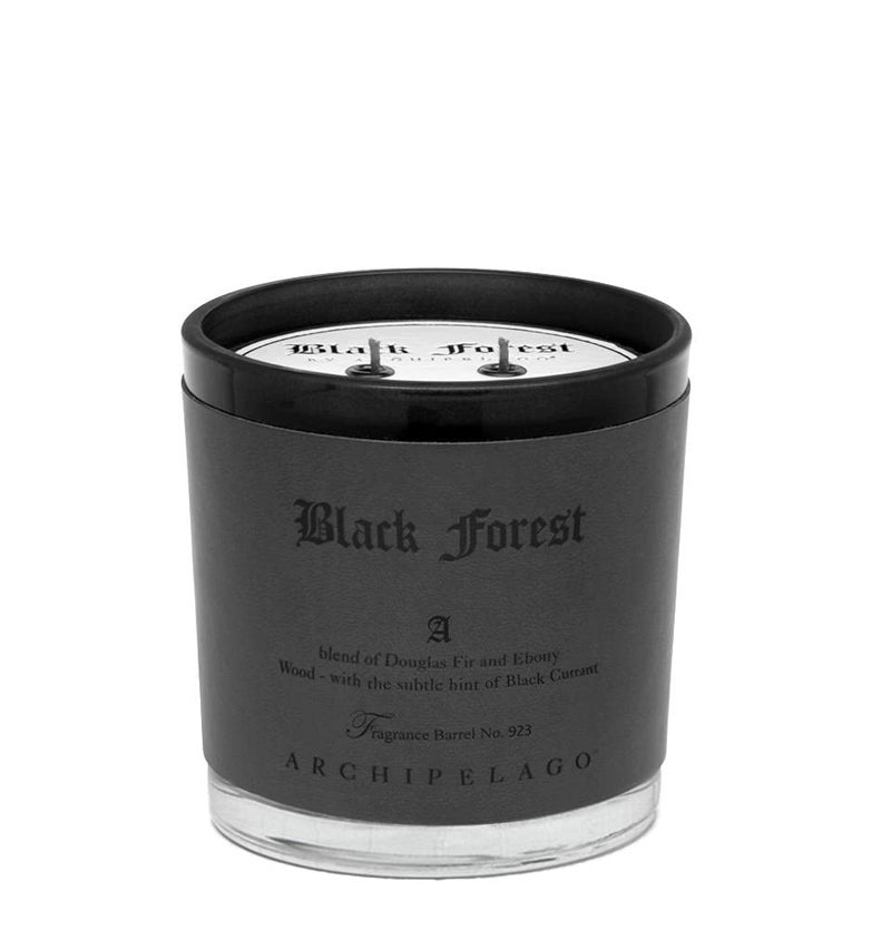 Archipelago Botanicals Black Forest Letter Press Candle Dark Ebony Wood Douglas Fir and Black Currant Scent Faux LeatherWrapped Jar Clean Soy Wax Blend 100 Hour Burn 13 oz