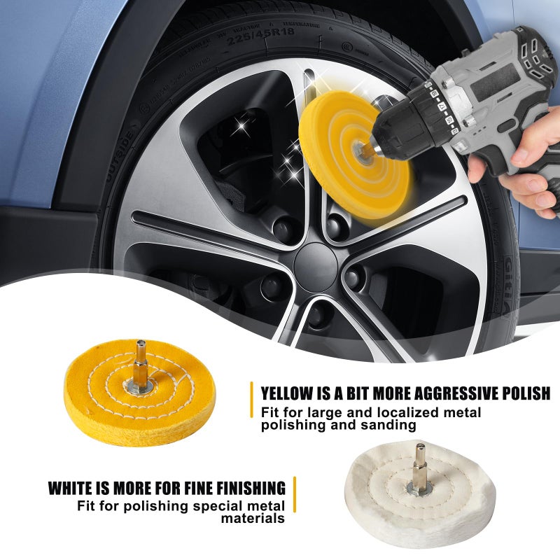 Medoon Drill Buffing Wheel Kits 9pcs, Polishing Wheel with Green Compound, High Density Polisher Buffing Wheels for Metal, Jewelry, Car, Aluminum, DIY Buffing & Finishing - Image 3