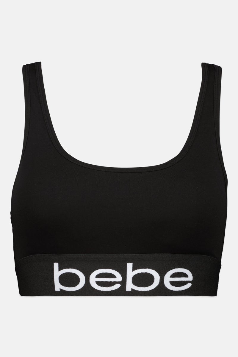 bebe Women Brand Logo Padded Bralette, Black - Image 2