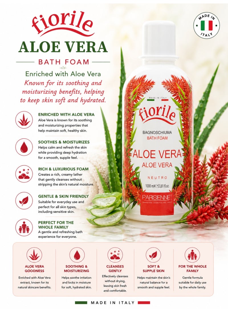 Fiorile Bath Foam Aloe Vera 1000ML | Nourishing & Moisturizing Bath Foam | Maintain Soft & Smooth Skin | Daily Use Body Cleanser - Image 3